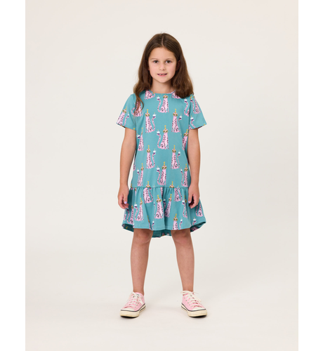 Kissed By Radicool Leopards Frill Dress - Teal
