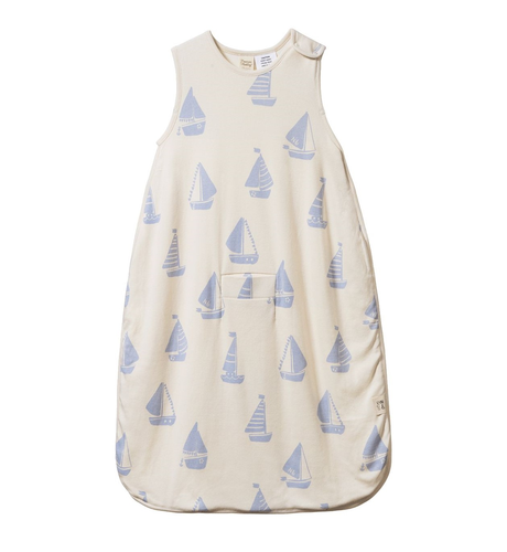 Nature Baby Org Cotton & Merino Sleeping Bag - Regatta Blue Print