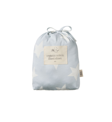 Nature Baby Fitted Jersey Cot Sheet- Magic Blue Print