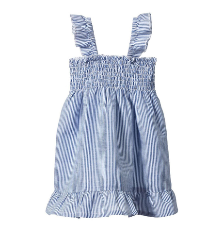 Nature Baby Gala Dress Linen - Blue Stripe