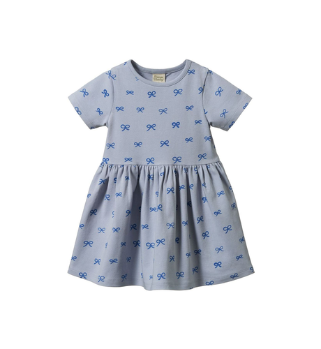 Nature Baby Saturday Dress - Ribbons Zen Blue Print