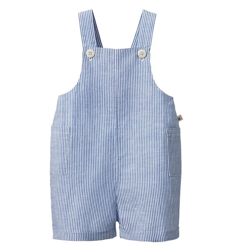 Nature Baby Tucker Shortie Overalls - Blue Stripe