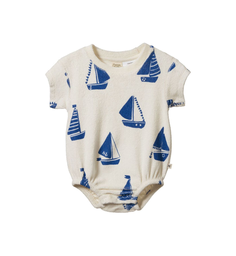 Nature Baby Juno Romper Terry- Regatta Print Terry