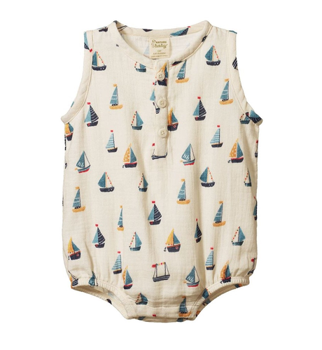Nature Baby Cedar Suit Muslin- Regatta Print
