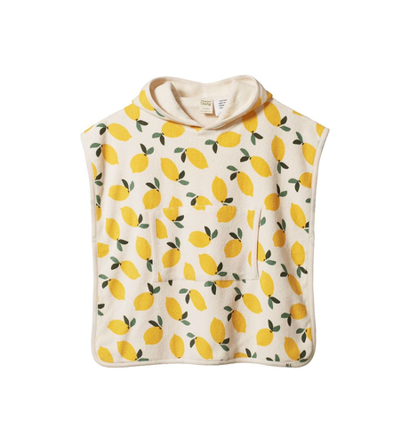 Nature Baby Org Cotton Poncho Towel - Lemon Print Terry
