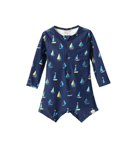 Nature Baby One Piece Bathing Trunks- Regatta Navy Print