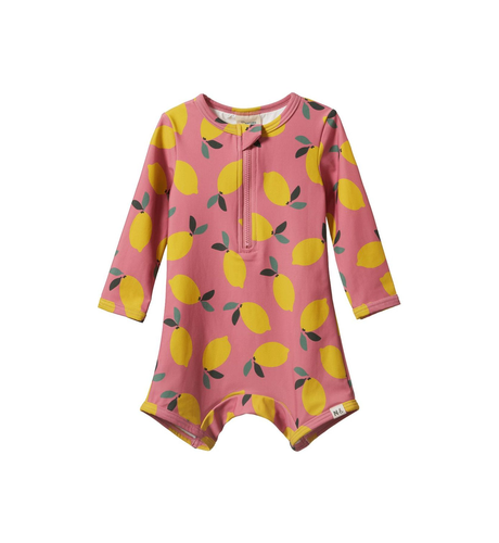 Nature Baby One Piece Bathing Trunks- Lemmony Rose Print