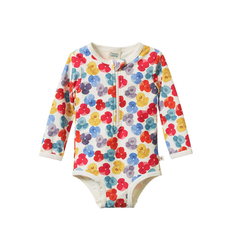 Nature Baby One Piece Bathing Swimsuit- Painted Delphine Print