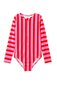 Milky Candy Stripe L/S Swimsuit - Super Pink