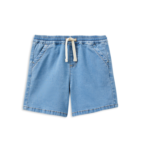 Milky Denim Drawstring Short - Blue