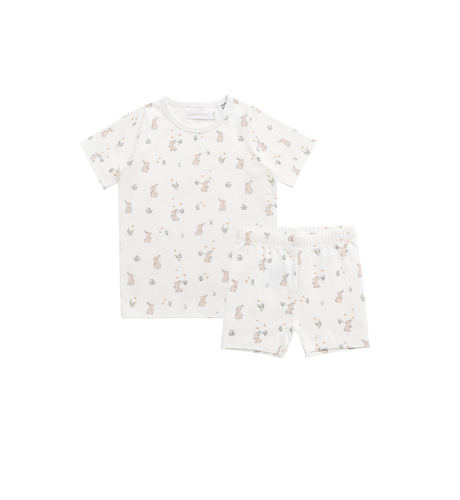 Jamie Kay Org Cotton Baker S/S PJ Set - Lapin Jardin Crisp