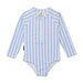 Crywolf Long Sleeve Swimsuit - Sky Blue Stripe