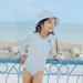 Crywolf Long Sleeve Swimsuit - Sky Blue Stripe