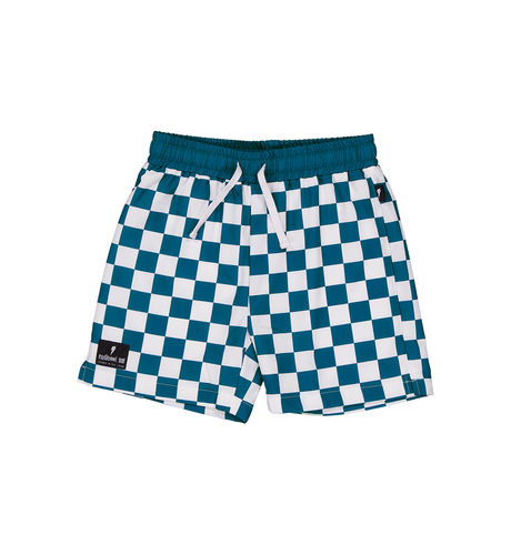 Radicool Dude Chequerboard Boardies - Petrol/White
