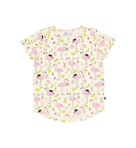 Kissed By Radicool Flamingoes Tee - Buttercream