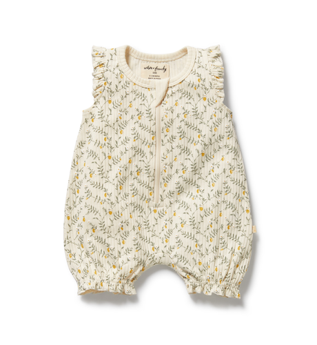 Wilson & Frenchy Lemon Leaf Ruffle Zipsuit