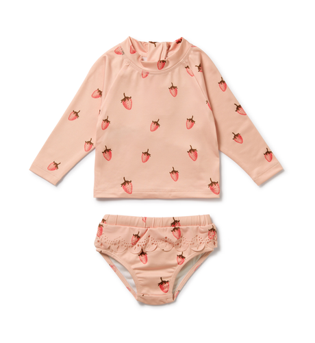 Wilson & Frenchy Strawberry Kisses Cutwork Rashie Swimset