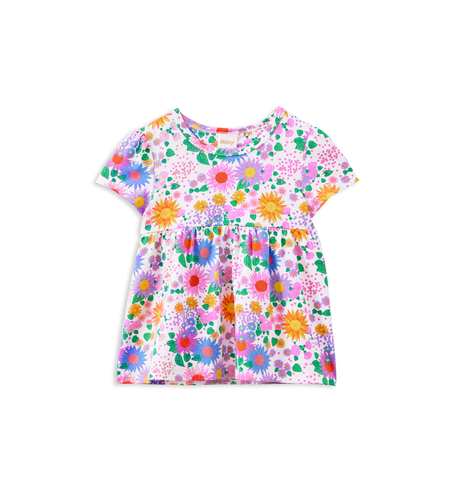 Milky Sunshine Floral Swing Tee - White