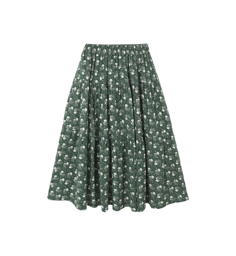 Rylee + Cru Tiered Midi Skirt - Green Ditsy