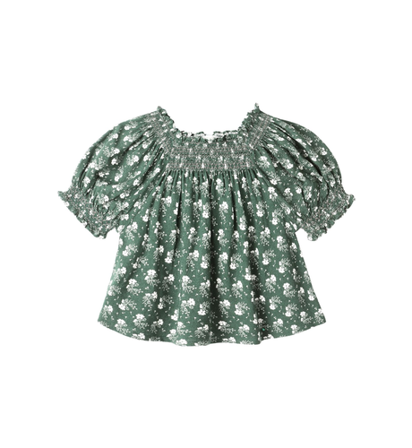 Rylee + Cru Ada Blouse - Green Ditsy