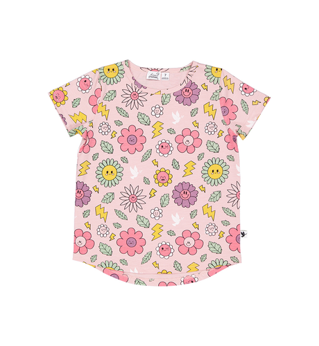 Kissed By Radicool Smiley Flowers Tee