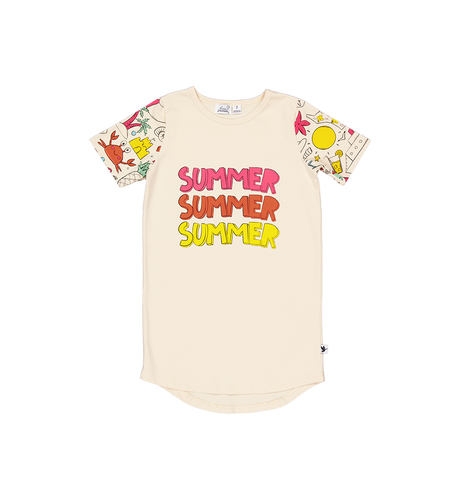 Kissed By Radicool Summer Skater Tee Dress - Sand