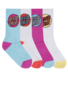 Santa Cruz Other Dot Crew Sock 4Pk (Girls 2-6) - Aqua/Pink/Wht