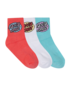 Santa Cruz Oval Dot Mid Sock 3Pk (Girls 2-6) - Rose/Wht/Ocean