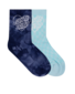 Santa Cruz Heart Dot Hollow Mid Tie-Dye Sock 2 Pk (Girls 2-6) - Blue/Aqua
