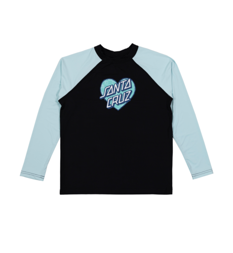 Santa Cruz Checker Heart Dot Front Rash Guard - Ocean