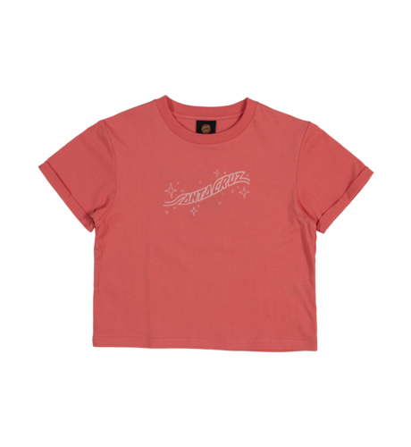 Santa Cruz Winged Moon Strip Centre S/S Crop Tee - Rose