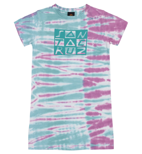 Santa Cruz Checker Block Front Tie-Dye Dress - Ocean