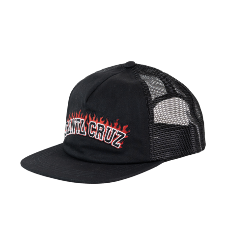 Santa Cruz Flamed Collegiate Arch Trucker Cap - Black