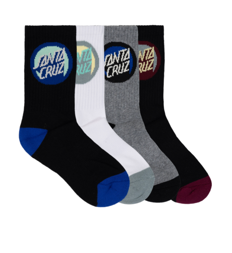 Santa Cruz Bold Shadow Dot Crew Sock 4Pk (Yth 2-8)