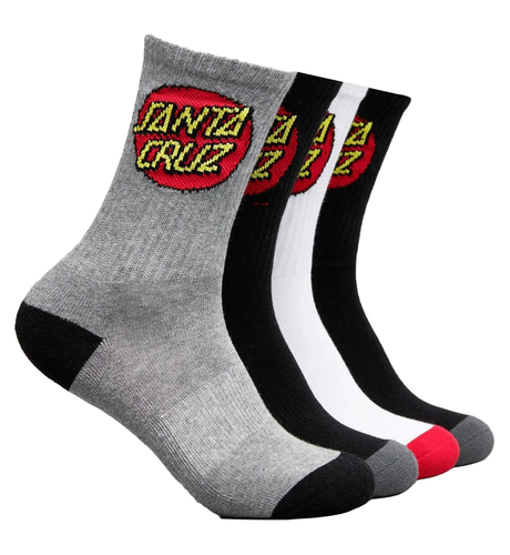 Santa Cruz Classic Dot Crew Sock 4 Pk (Yth 2-8) - Multi
