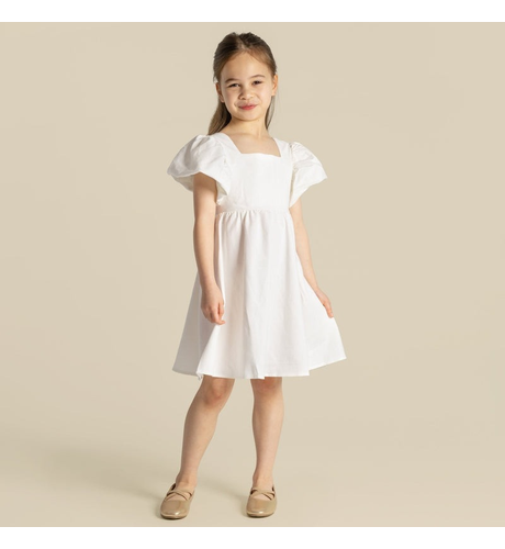Designer Kidz Grace S/S Tie Back Dress - Ivory