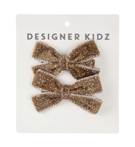 Designer Kidz Glitter Hair Clip 2 Pack - Gold