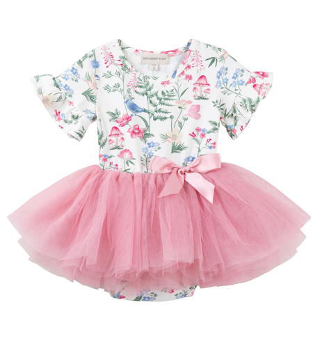 Designer Kidz Summer Meadow S/S Tutu Romper - Pink