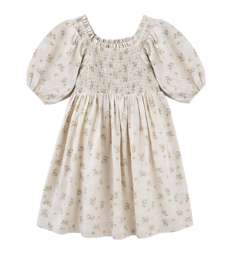 Designer Kidz Thea Floral Puff Sleeve Dress - Ecru