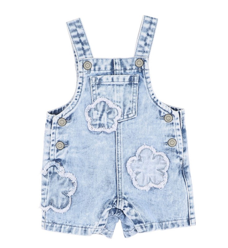 Fox & Finch Grow Wild Flower Applique Baby Denim Overall