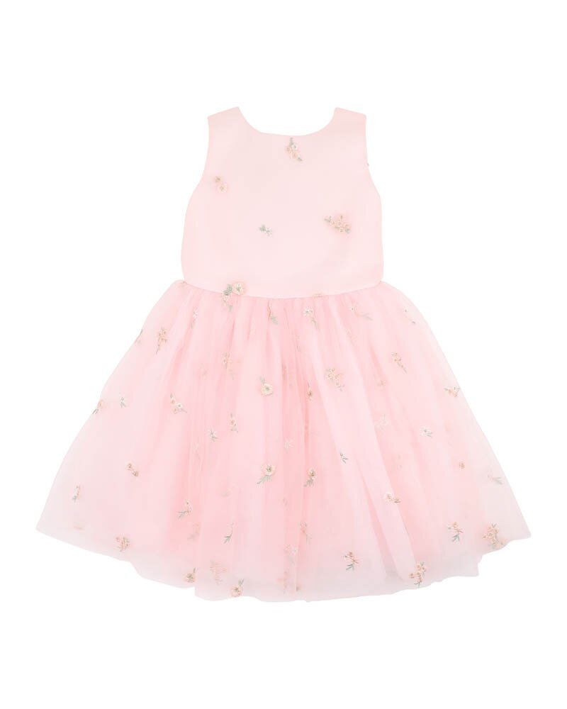 sachin and babi light blue dress Yellow Floral Ruffle Front Embroidered Tulle Party Dress main image 0