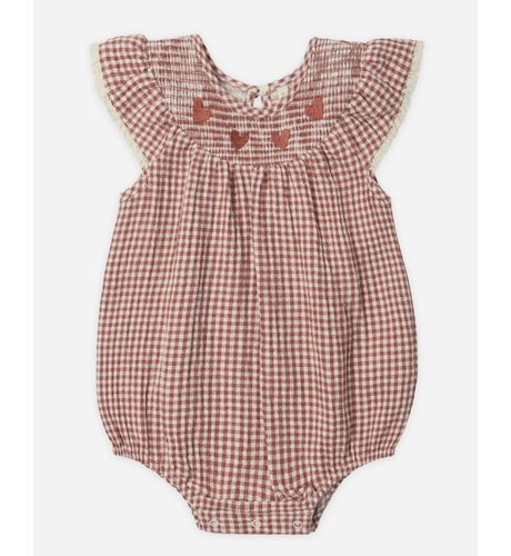 Quincy Mae Lenore Romper - Red Gingham