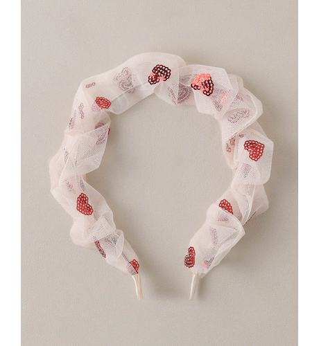 Noralee Gathered Headband - Red Hearts
