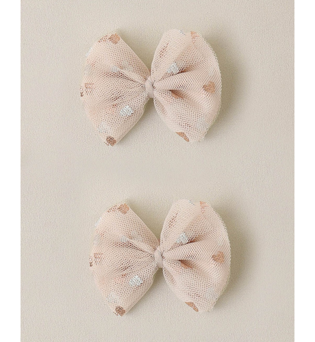 Noralee Flutter Tulle Clips - Rose Gold Hearts