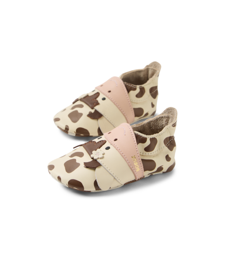 Bobux Soft Sole Mooley Cow - White Swan-Black Coffee