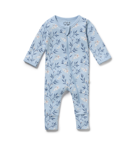 Wilson & Frenchy Bunny Whistle Organic Zipsuit With Feet