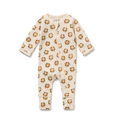 Wilson & Frenchy Hot Cross Buns Organic Zipsuit With Feet