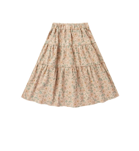 Rylee + Cru Tiered Midi Skirt - Blush Floral