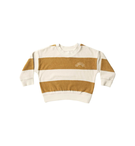 Rylee + Cru Terry Crewneck - Gold Stripe