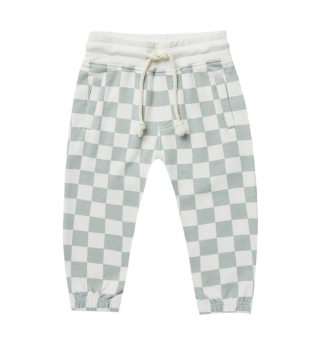 Rylee + Cru Jogger Sweatpant - Light Blue Check
